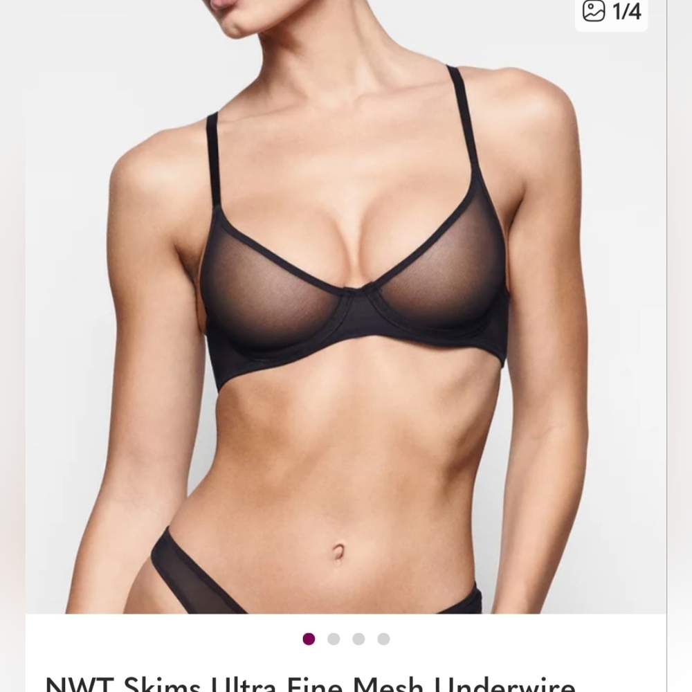 SKIMS  Sheer Black Underwire Bra